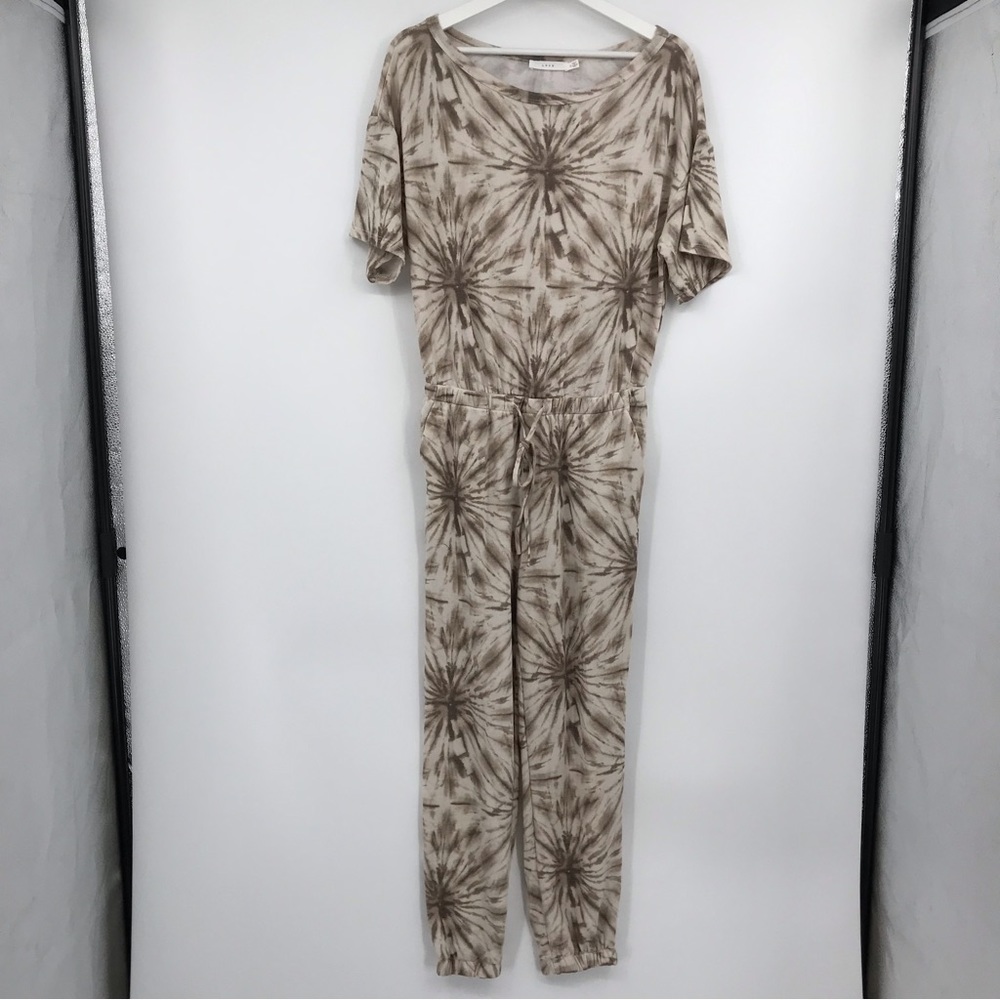 NWOT Lush Jumpsuit Tie Dye Brown / Cream Made in Canada Size Medium